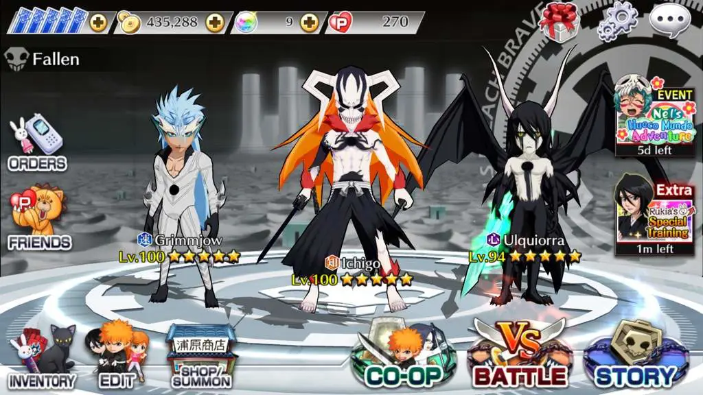 Contoh susunan tim terbaik di Bleach Brave Souls