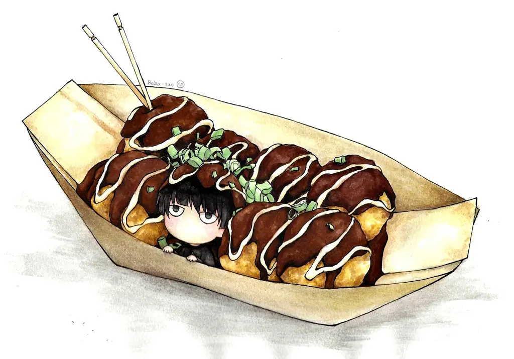 Adegan anime dengan takoyaki