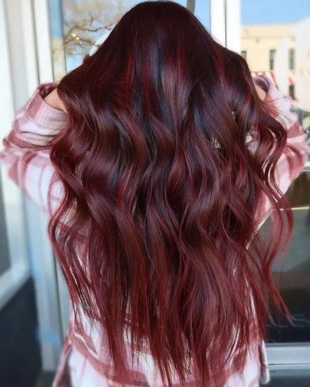 Contoh warna rambut merah coklat tanpa bleaching