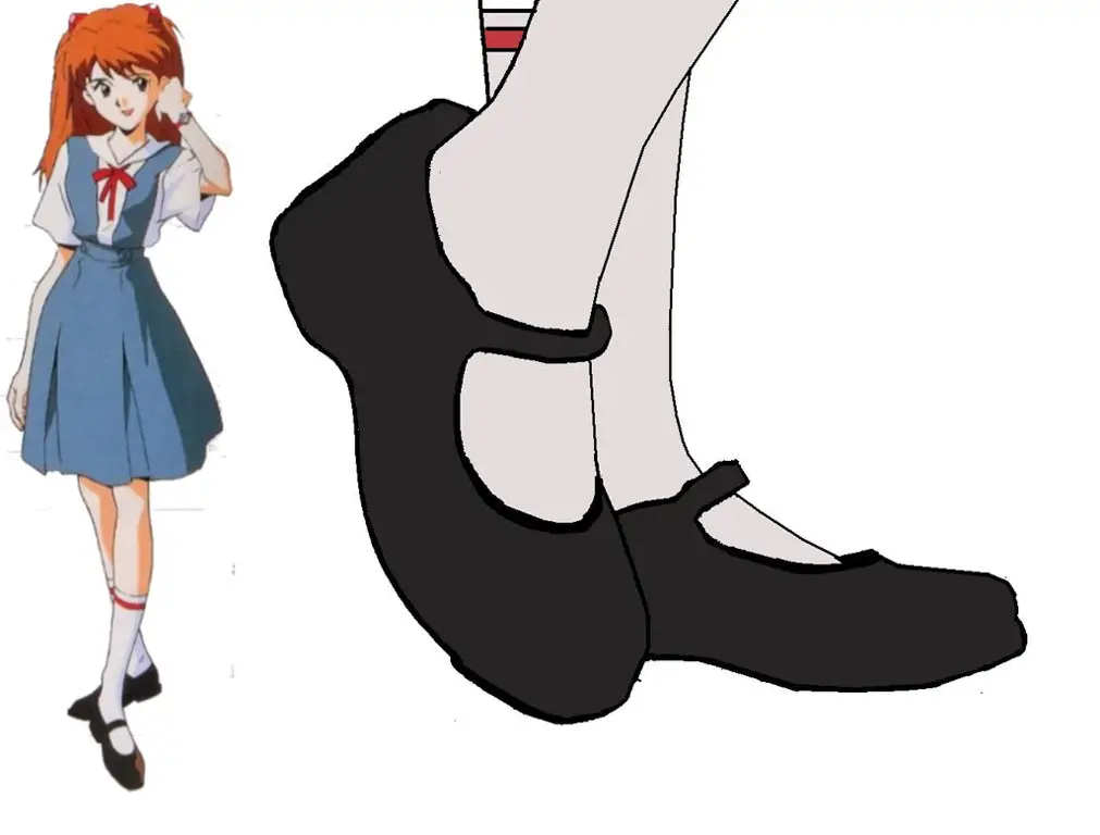 Gadis remaja bergaya mengenakan sepatu sekolah anime yang stylish