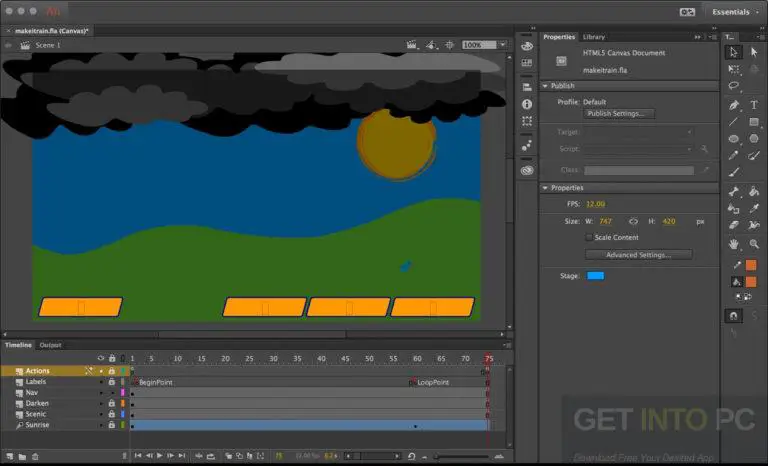 Antarmuka Adobe Animate