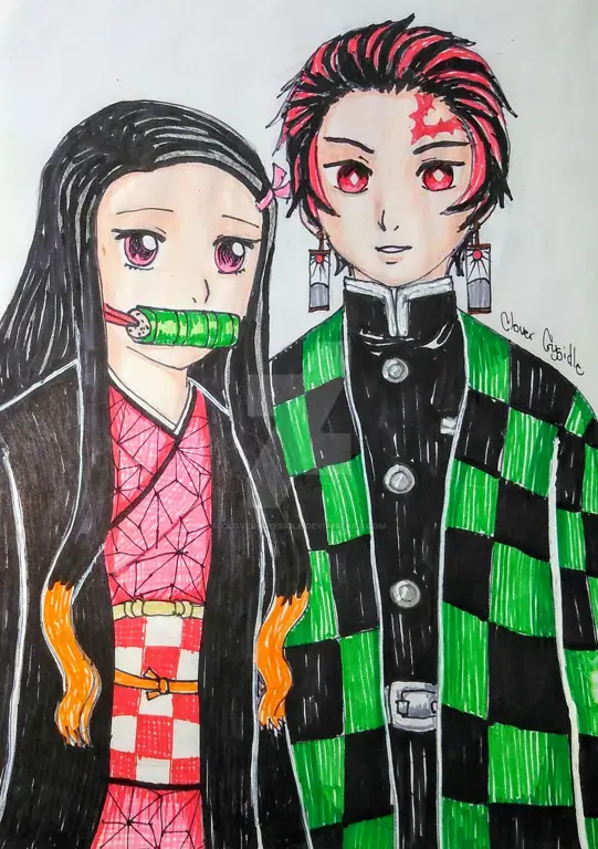 Gambar Tanjiro dan Nezuko dari Kimetsu no Yaiba