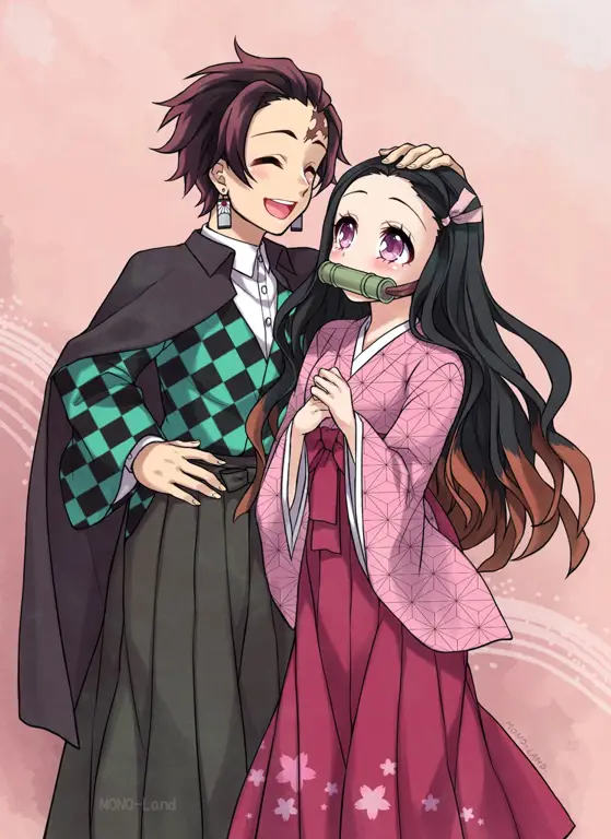 Tanjiro dan Nezuko dalam anime Kimetsu no Yaiba