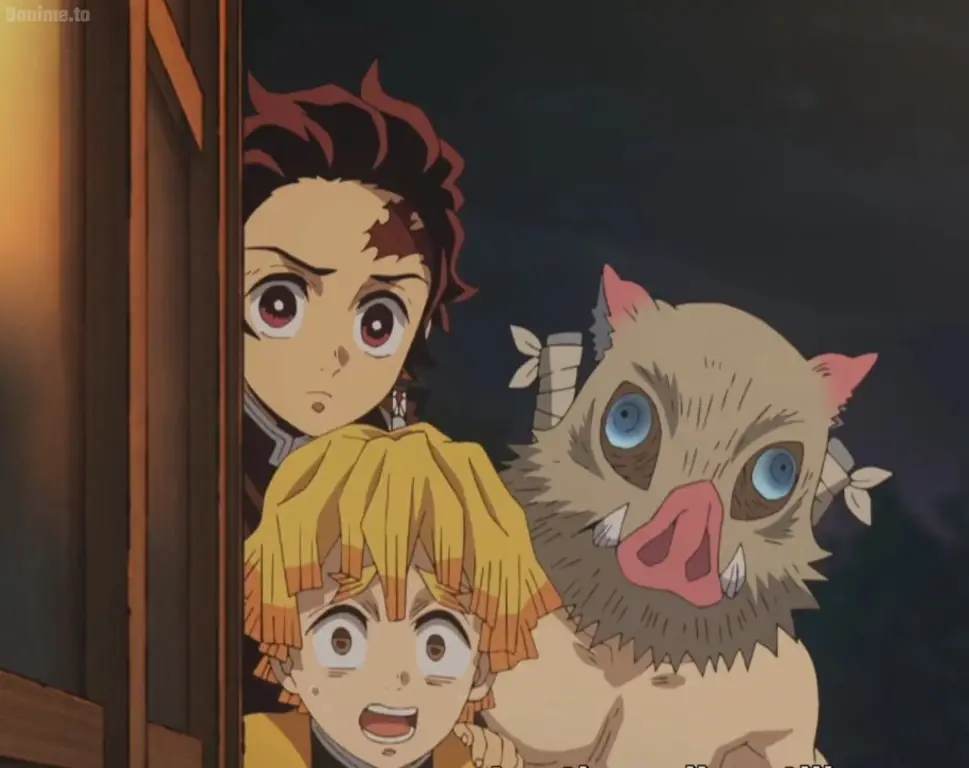 Tanjiro di Kereta Mugen Tanjiro Kamado dalam film Kimetsu no Yaiba: Mugen Train