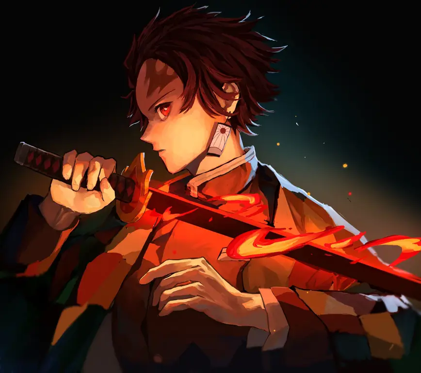 Tanjiro Kamado, sang pemburu iblis Gambar Tanjiro Kamado, karakter utama Kimetsu no Yaiba