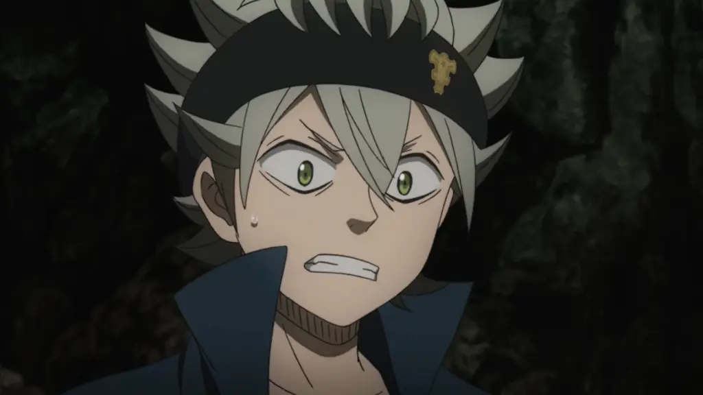 Gambar Asta Black Clover dengan ekspresi wajah yang teguh dan penuh tekad.