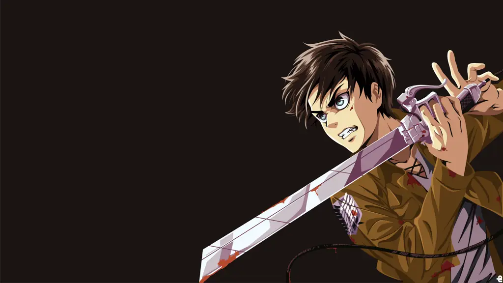 Gambar Eren Yeager yang sedang berjuang melawan Titan