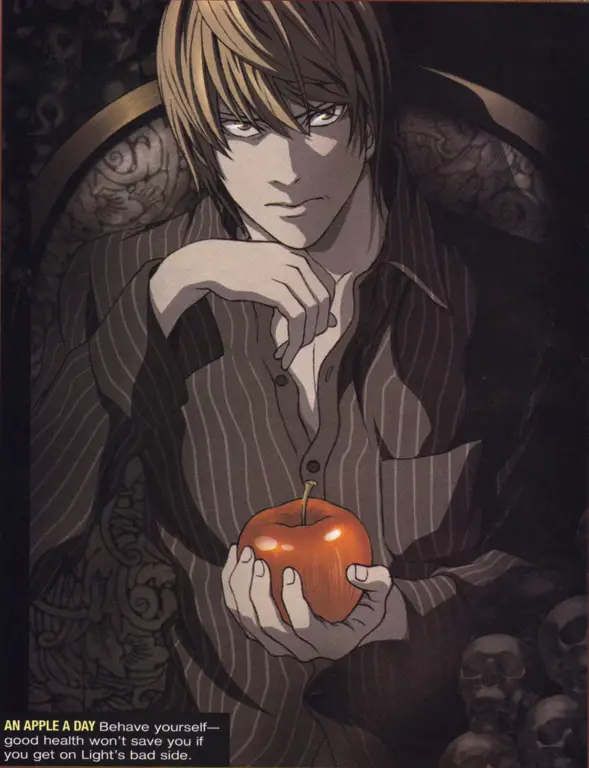 Gambar Light Yagami tampak stres dan tegang