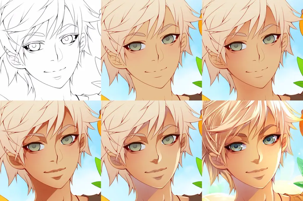 Teknik shading pada sketsa anime boy