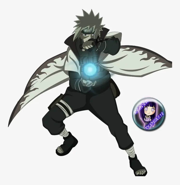 Gambar Minato Namikaze menggunakan Rasengan