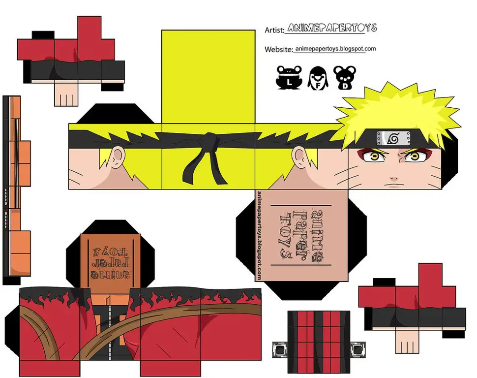 Contoh template papercraft anime yang mudah dibuat