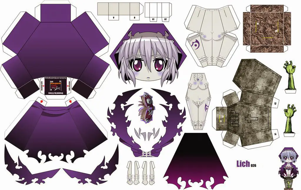 Contoh template papercraft anime yang mudah dibuat