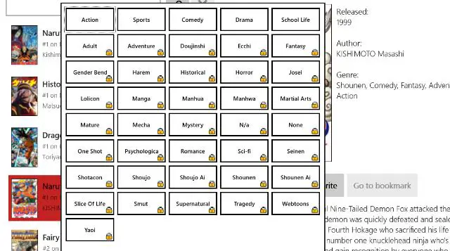 Berbagai macam genre manga yang tersedia