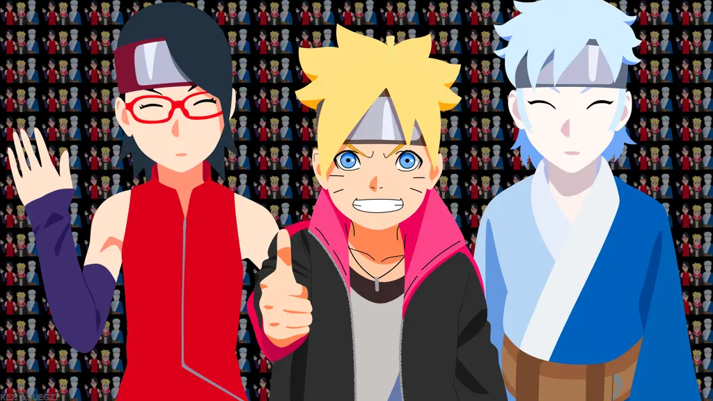 Tim 7 Boruto yang terdiri dari Boruto, Sarada, dan Mitsuki