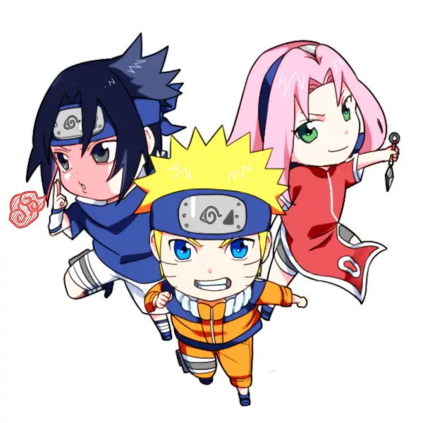 Gambar tim 7 Naruto (Naruto, Sasuke, Sakura) versi chibi