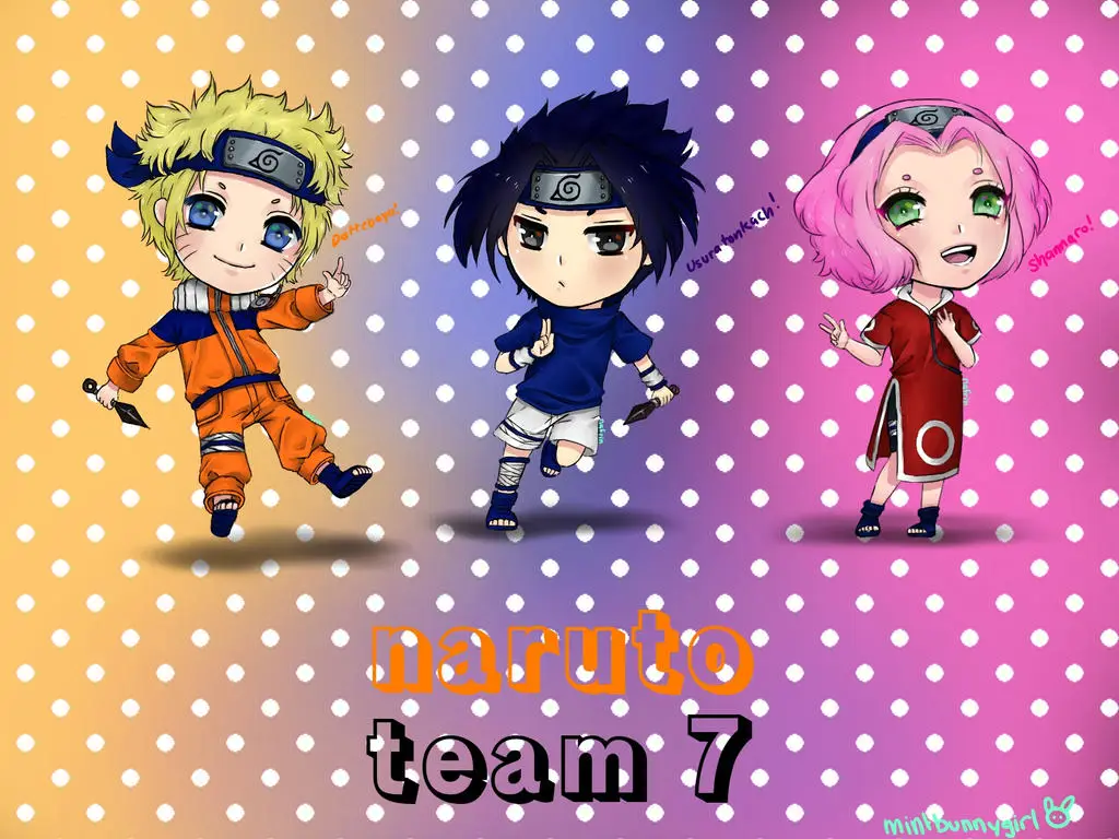 Gambar Tim 7 Naruto (Naruto, Sasuke, Sakura) versi chibi