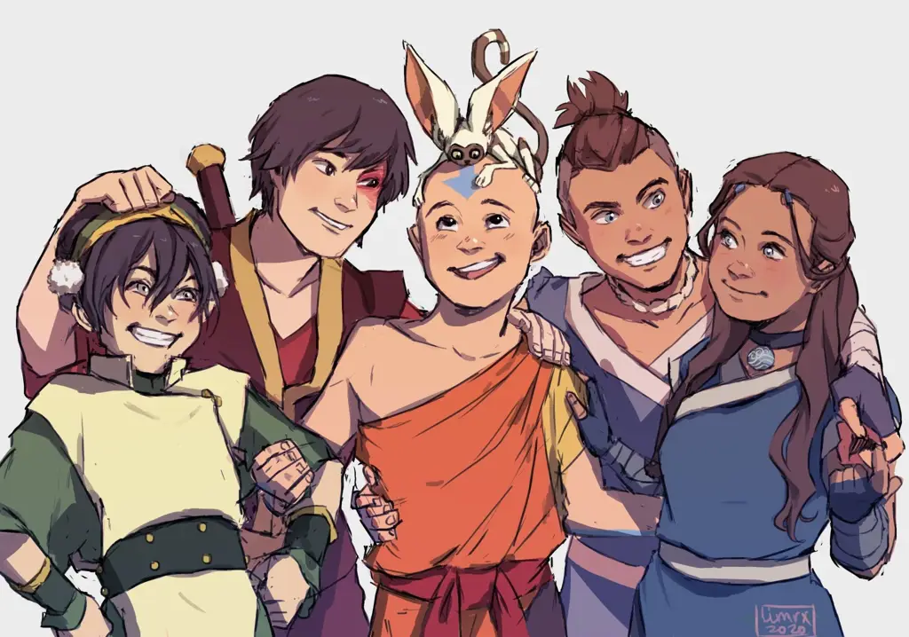 Gambar Aang dan teman-temannya