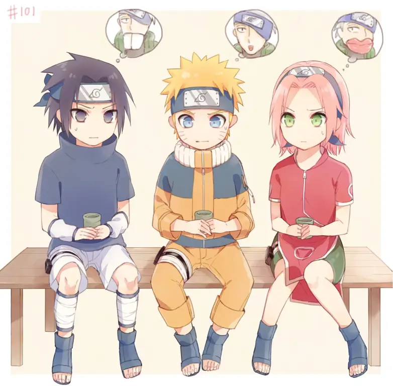 Tim 7 Naruto: Naruto, Sakura, dan Sasuke