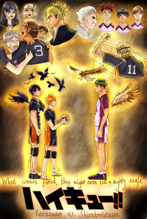 Gambar montase latihan tim voli Karasuno