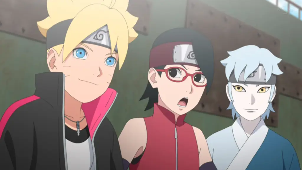 Sarada bersama timnya, Boruto dan Mitsuki