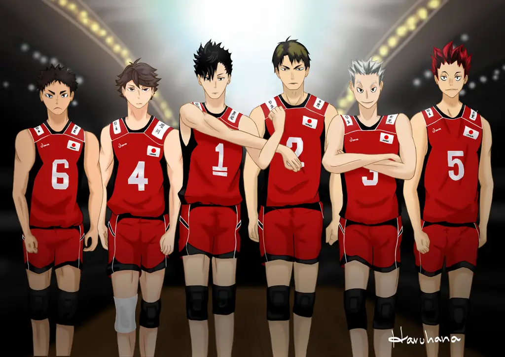 Gambar tim voli Nekoma dalam Haikyuu!!