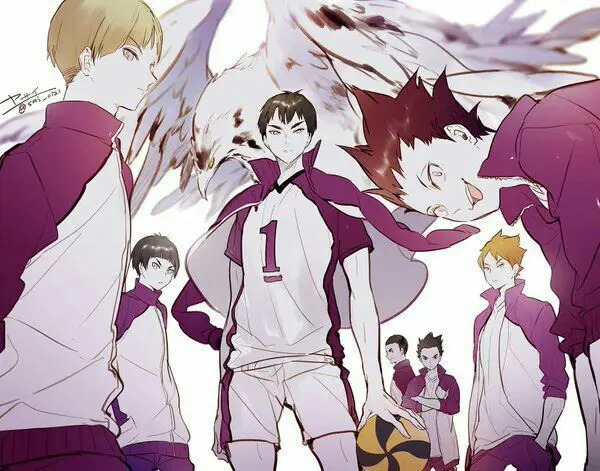 Gambar tim voli Shiratorizawa dalam anime Haikyuu!!