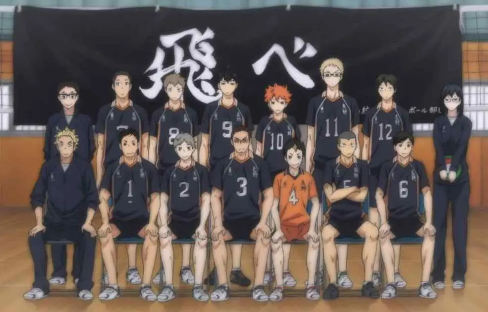 Tim voli SMA Karasuno dalam aksi Tim Voli SMA Karasuno