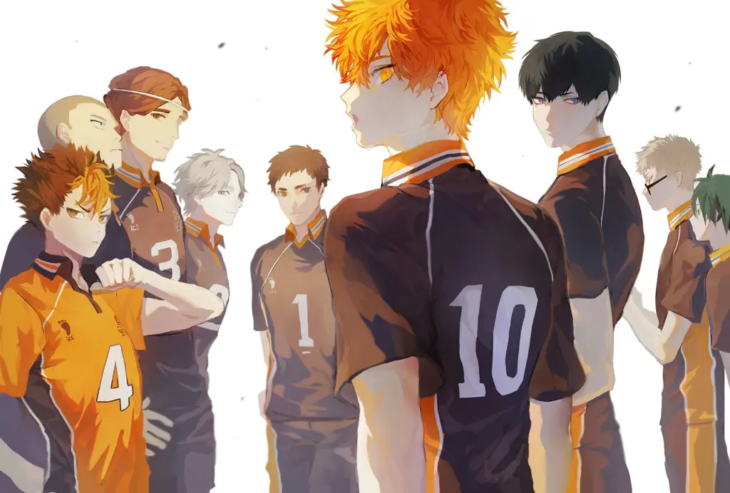 Gambar tim voli SMA Karasuno dalam anime Haikyuu!!