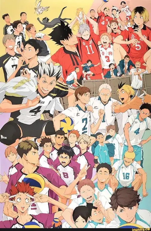 Gambar tim voli Karasuno dalam anime Haikyuu!!