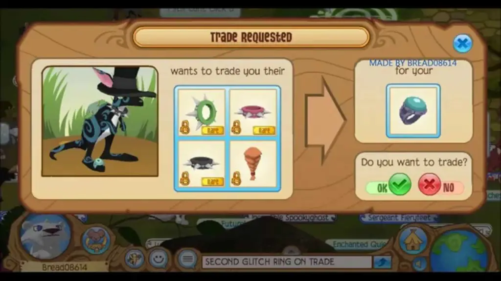 Pemain Animal Jam sedang melakukan pertukaran barang