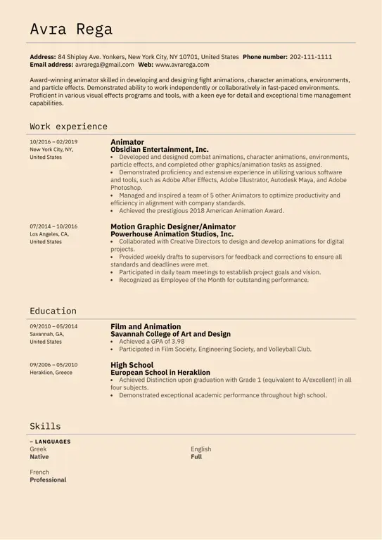 Tips Membuat CV untuk Animator