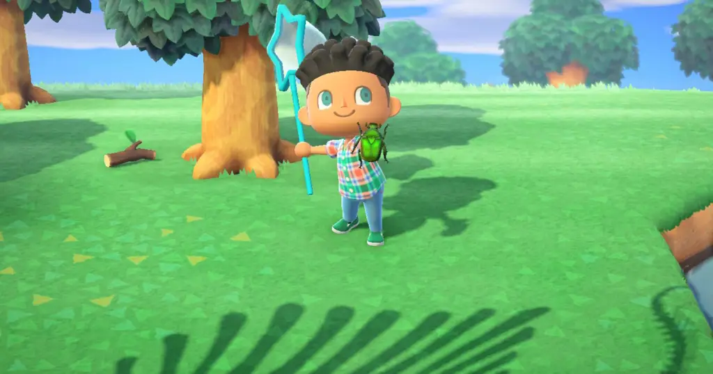 Menangkap serangga di Animal Crossing City Folk