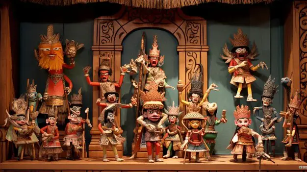 Pertunjukan wayang kulit tradisional Indonesia