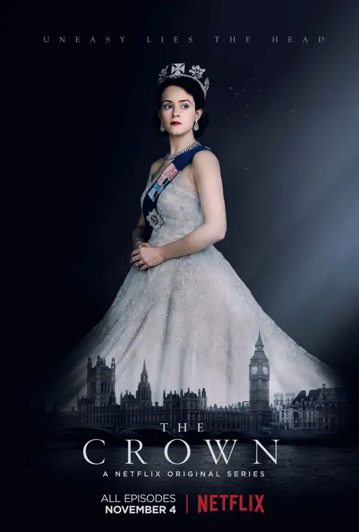 Logo Netflix dengan poster The Crown