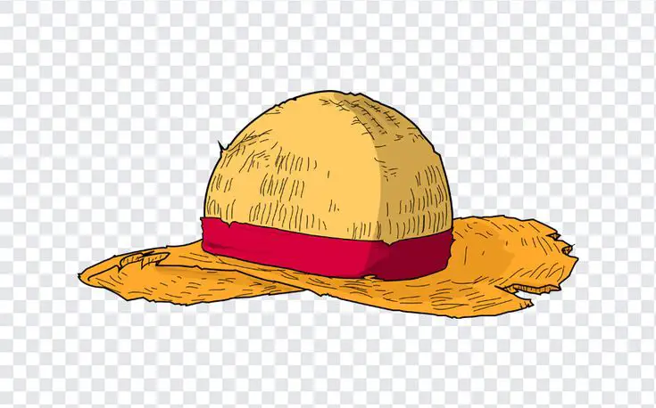 Luffy kecil mengenakan topi jerami ikoniknya