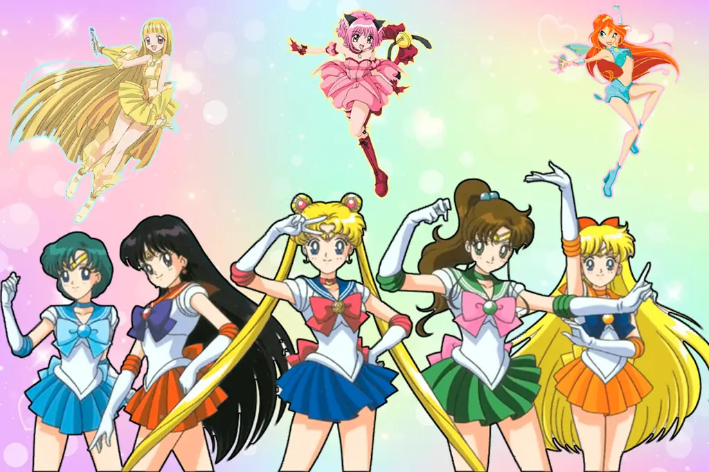 Transformasi magical girl yang elegan dan berkilauan