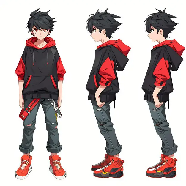 Gambar berbagai desain pakaian anime boy yang stylish dan modern