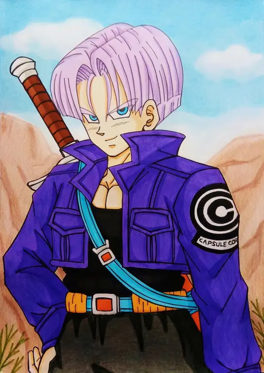 Trunks dari masa depan yang bertekad mengalahkan Frieza.