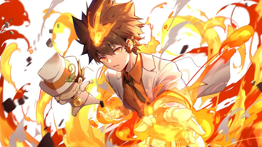 Gambar Tsuna Sawada, karakter utama dalam anime Katekyo Hitman Reborn!