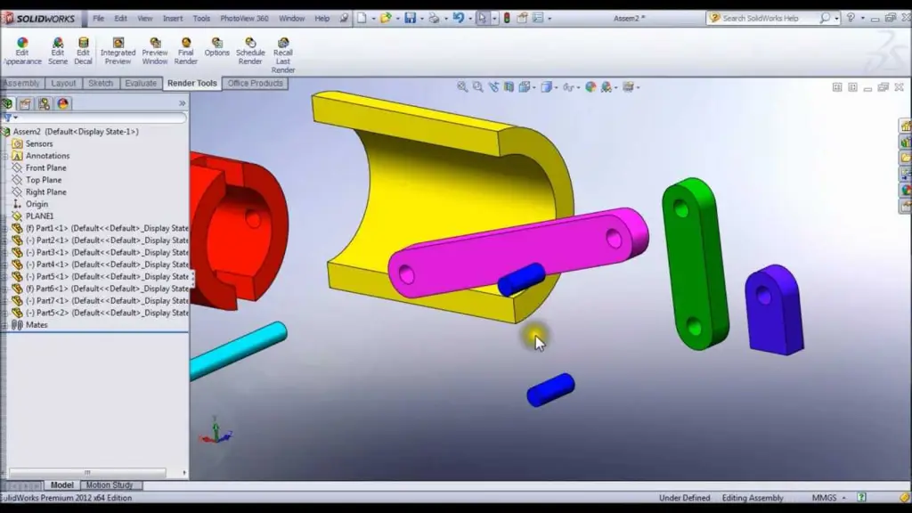 Gambar tutorial animasi dasar Solidworks