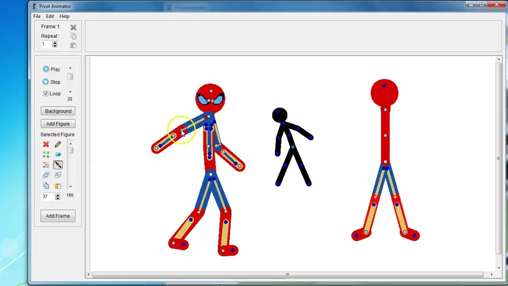 Contoh animasi stick figure menggunakan Pivot Animator