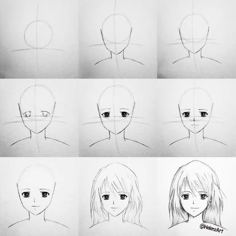 Gambar anime perempuan pensil mudah langkah demi langkah