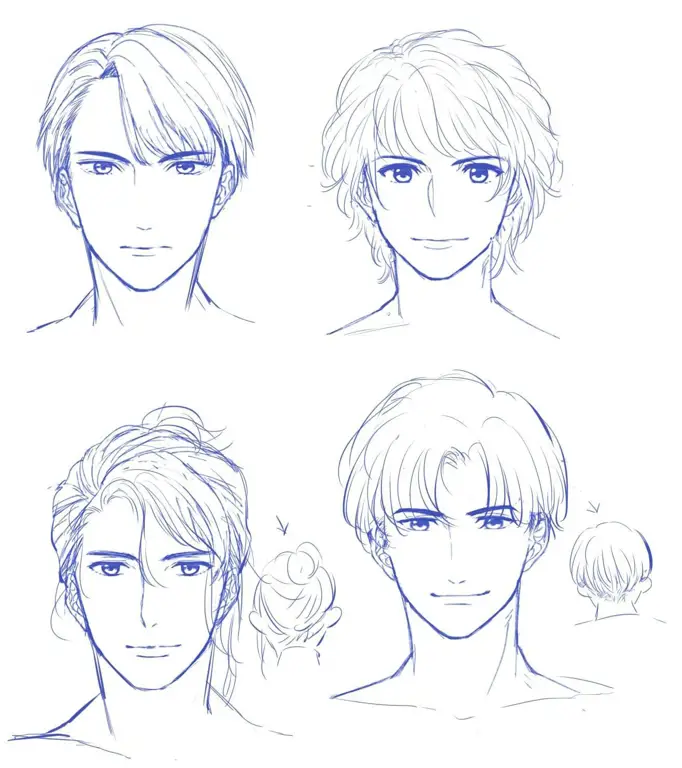 Gambar tutorial gaya rambut pria anime