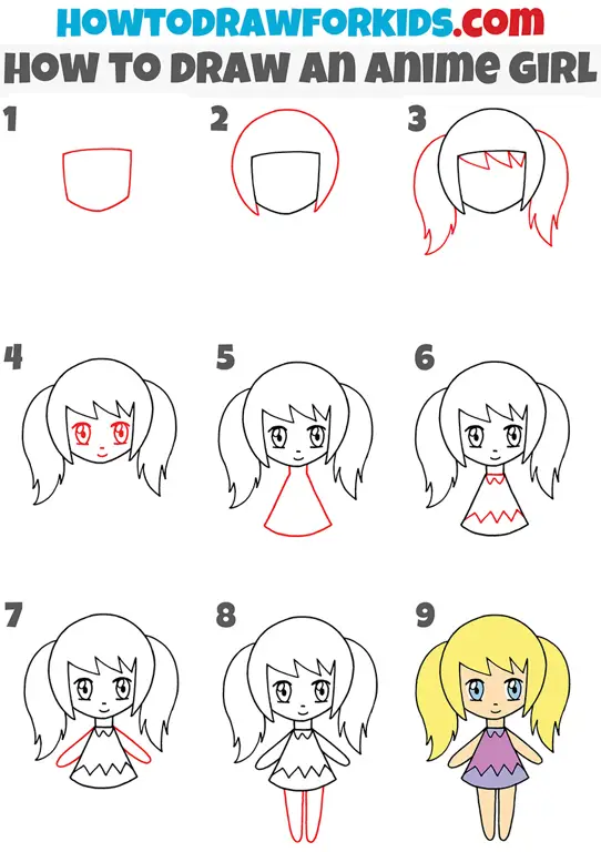 Gambar tutorial menggambar anak-anak anime