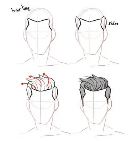 Tutorial menggambar rambut anime laki-laki