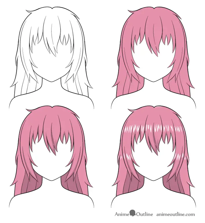 Gambar tutorial menggambar rambut anime