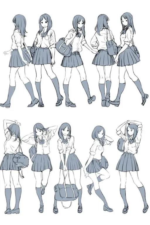 Tutorial langkah demi langkah untuk menggambar pose karakter anime