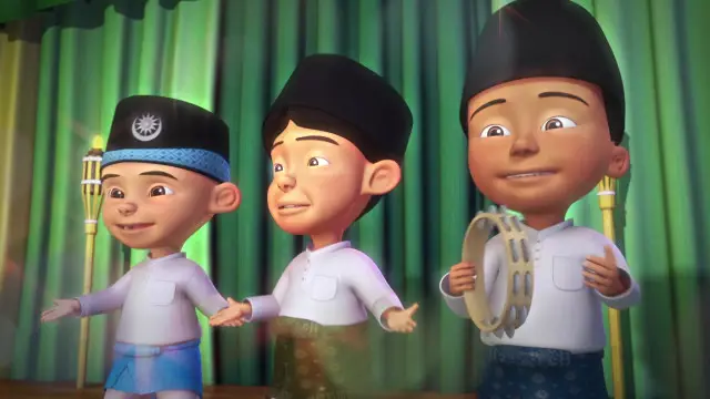 Upin & Ipin menonton di tablet