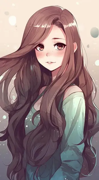 Variasi Karakter Anime Rambut Coklat Panjang Aneka karakter anime perempuan dengan rambut coklat panjang dan gaya yang berbeda-beda