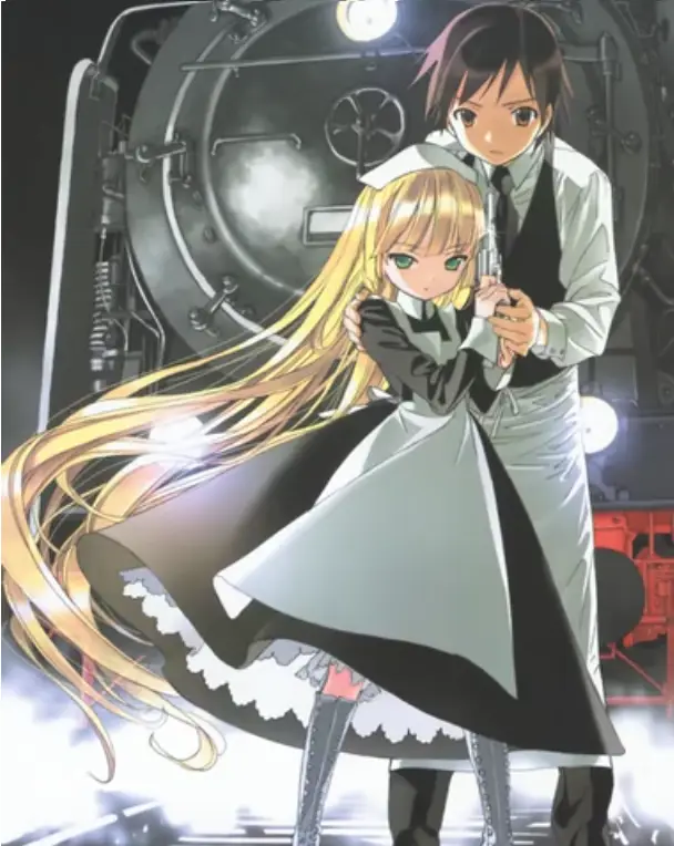 Gambar Victorique dan Kujo dari anime Gosick